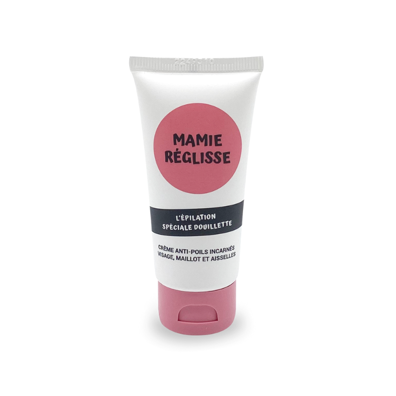 Crème spéciale anti-poils incarnés Mamie Réglisse, pour le visage, le maillot et les aisselles.